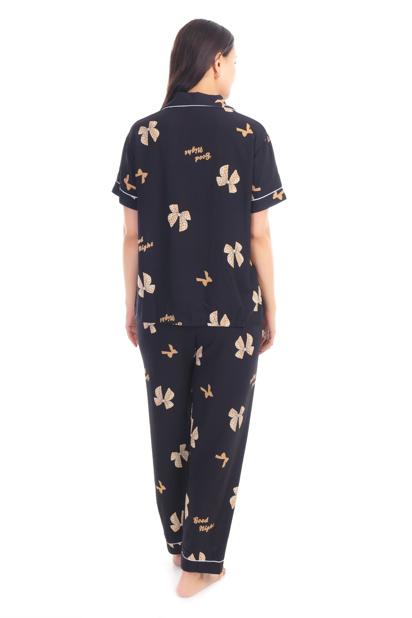 Black Bowknot Pajama Set