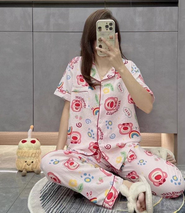 Delightful Cartoon Bear Pajama Set