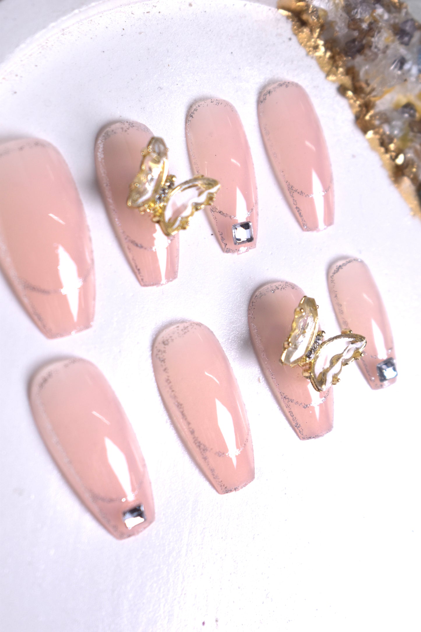 Butterfly Shimmer Artificial Stick on Nails