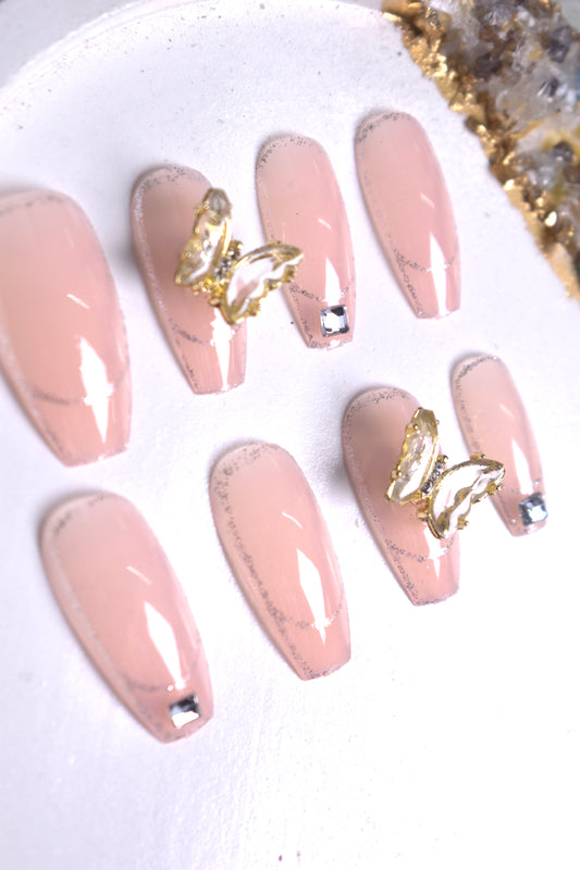 Butterfly Shimmer Artificial Stick on Nails