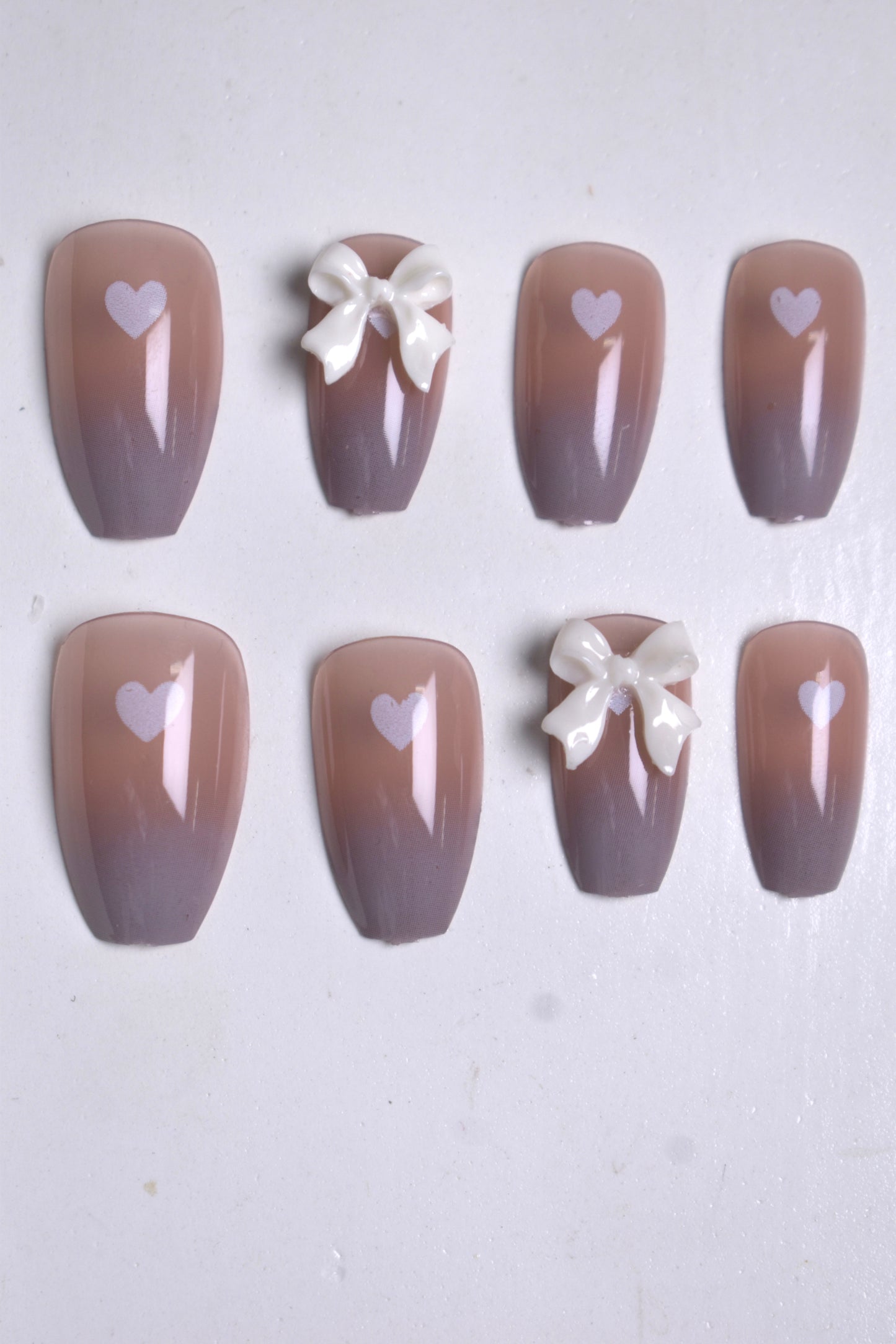 Heart Bow Press On Nails