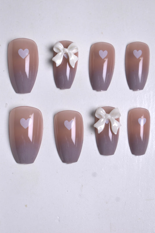 Heart Bow Press On Nails