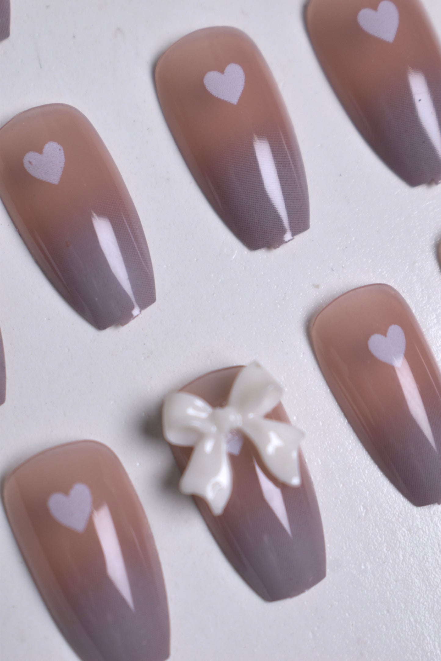 Heart Bow Press On Nails