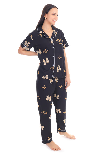 Black Bowknot Pajama Set