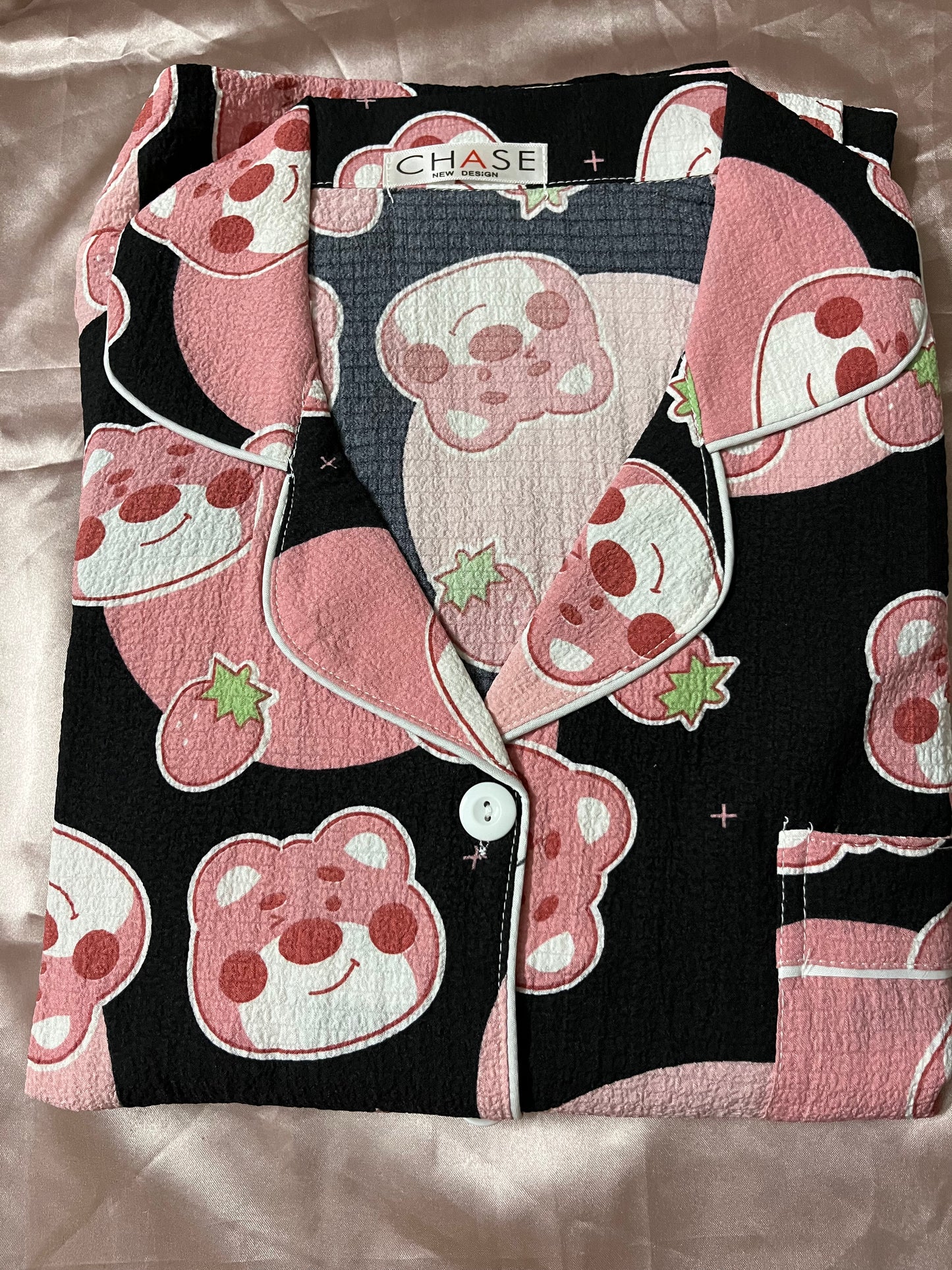 Strawberry Bear Black Pajama Set!