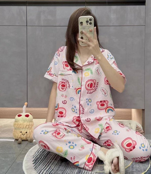 Delightful Cartoon Bear Pajama Set